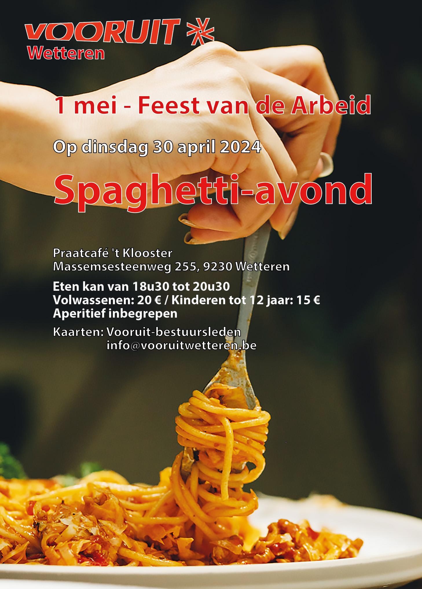 Spaghetti-avond Vooruit Wetteren (30 april)
